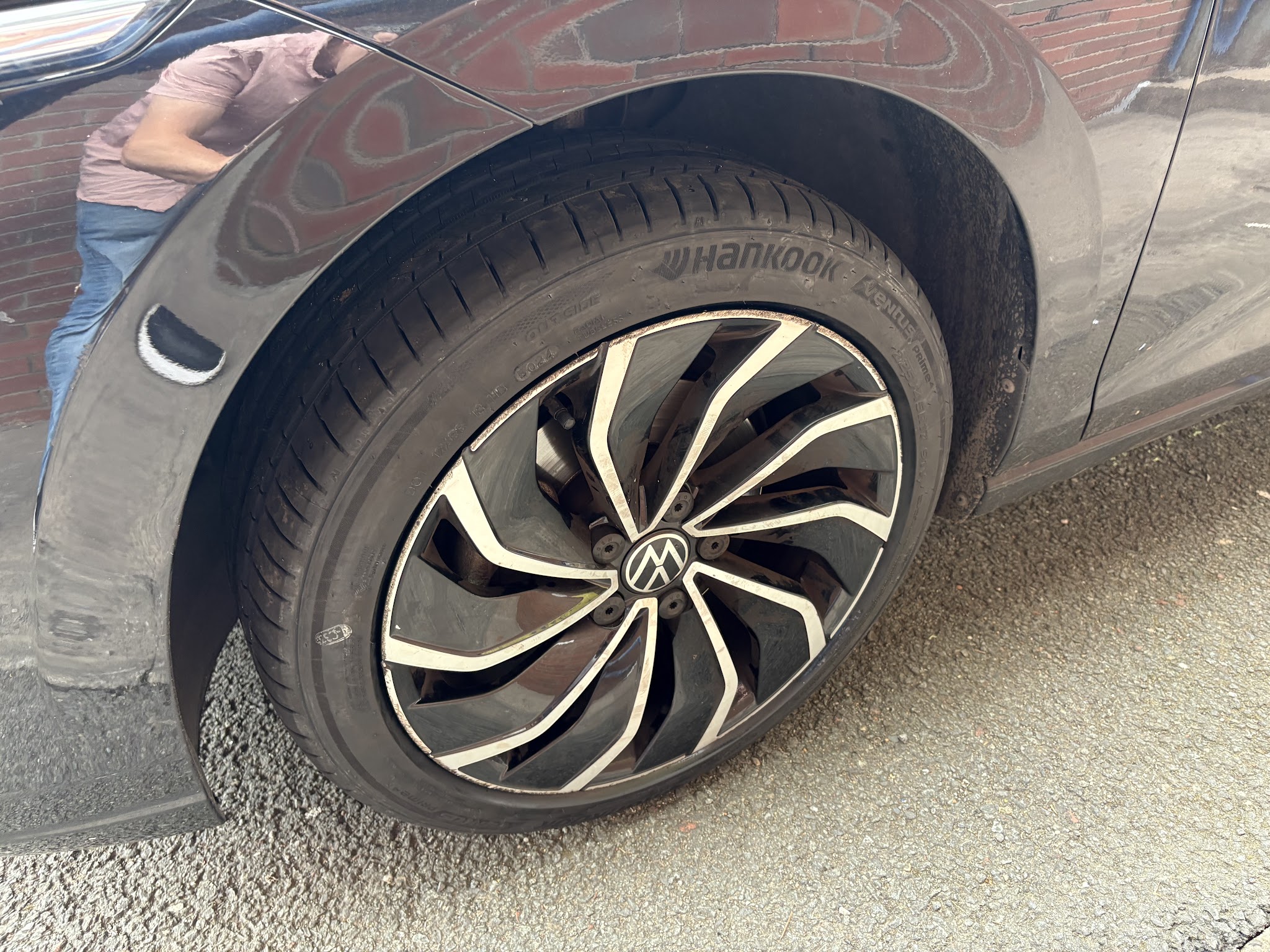 The same alloy wheel with a new tyre fitted